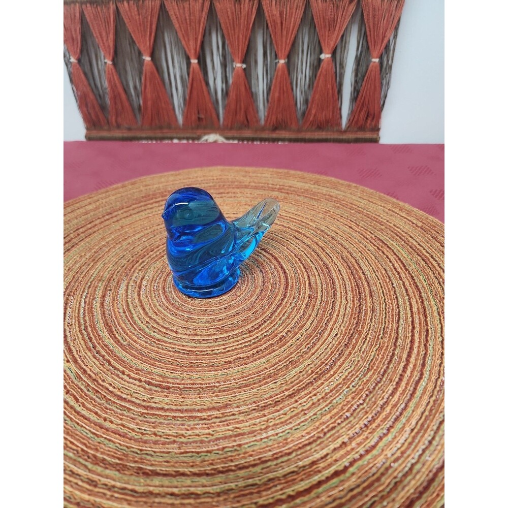 VTG Leo Ward "Bluebird Of Happiness" Paperweight Artist Signed 1991 Blue Glass